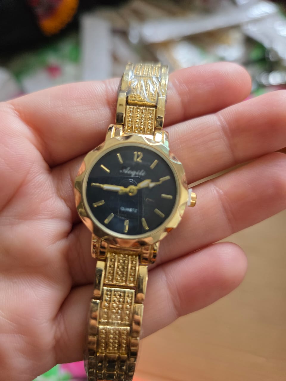 Luxurious Gold Angeli Watch with Crystal-Studded Bracelet - Premium Timepiece