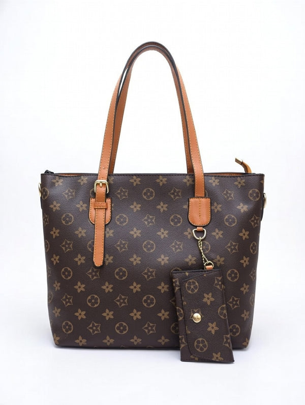 Classic Monogram Tote Bag with Matching Wallet Set