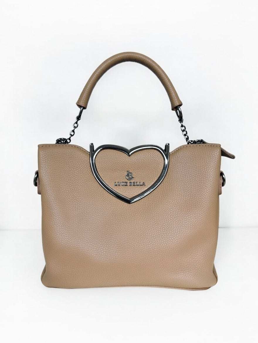 Romantic LUCE BELLA Handbag with Heart-Shaped Handle - Designer Love Bag