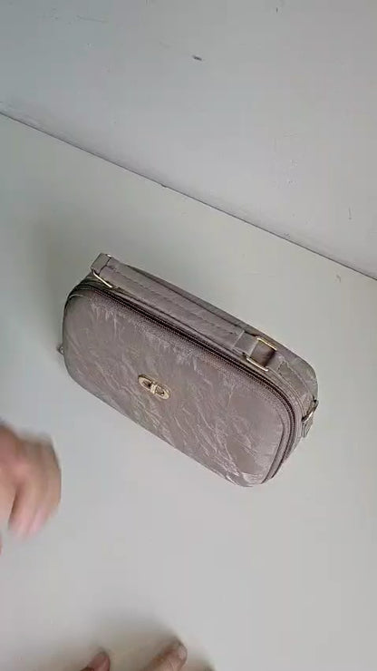 Elegant 3-in-1 Bag Set with Gold Hardware - Crossbody, Cosmetic & Wallet