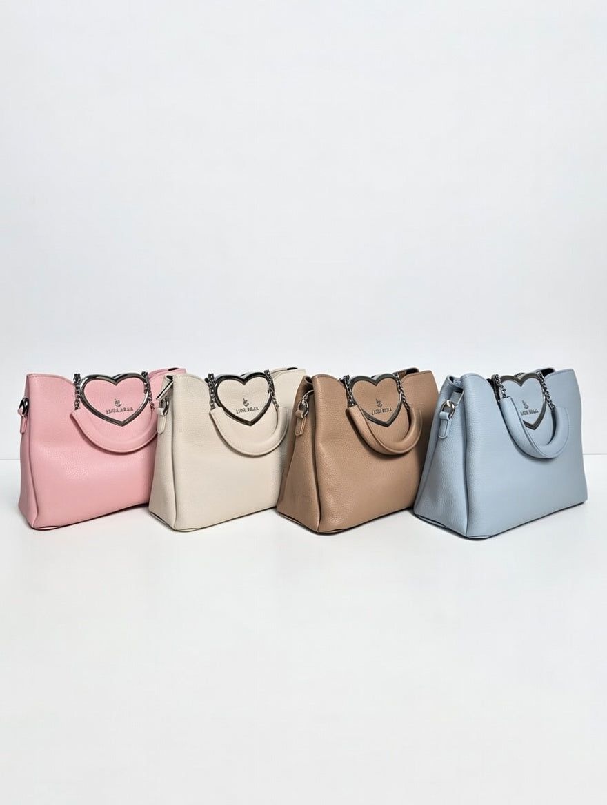 Romantic LUCE BELLA Handbag with Heart-Shaped Handle - Designer Love Bag