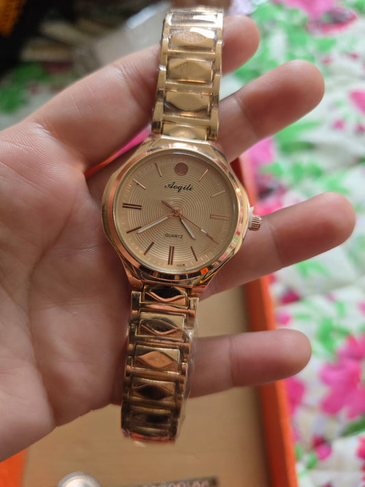 Elegant Rose Gold Watch with Concentric Dial Design - Premium Timepiece