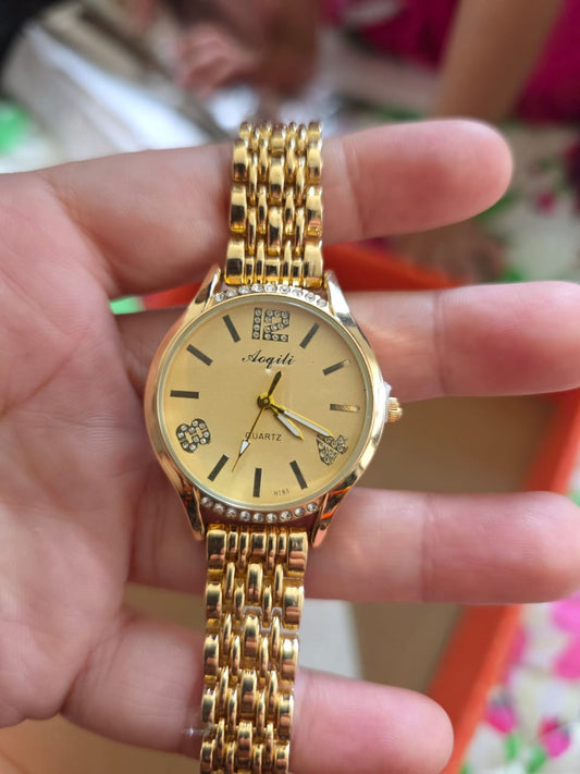 Classic Gold Angeli Watch - Elegant Chain Bracelet Timepiece