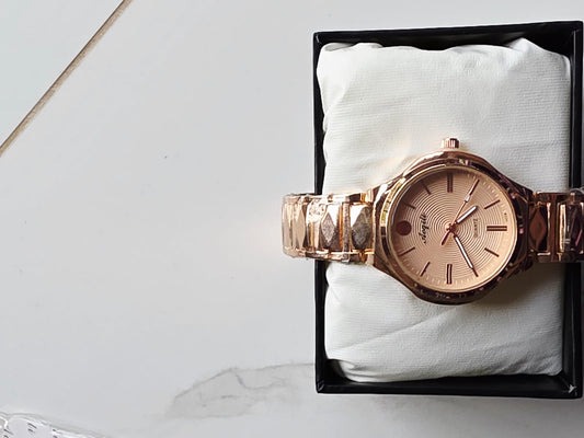 Elegant Rose Gold Watch with Concentric Dial Design - Premium Timepiece