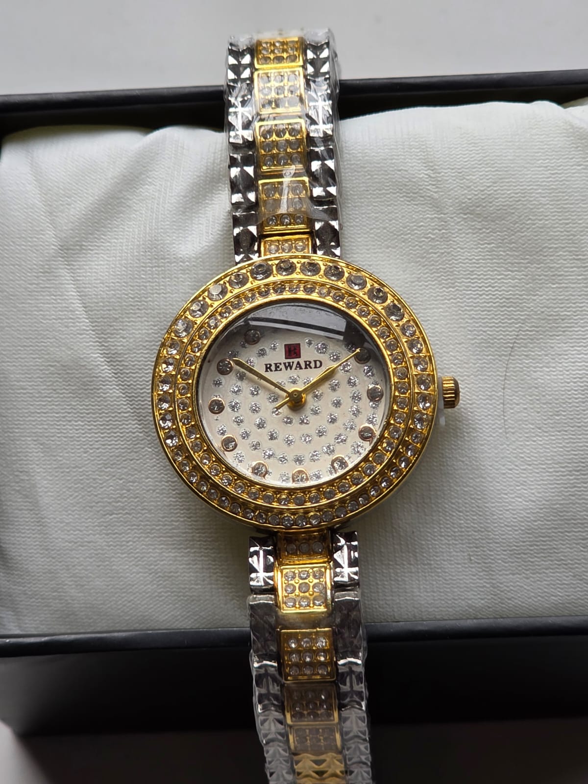 Dazzling Reward Two-Tone Watch with Floating Crystals & Full Crystal Bracelet