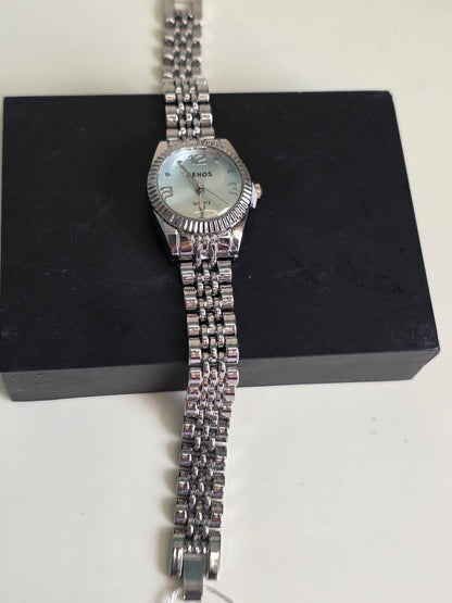 RENOS Classic Silver Watch - Premium Stainless Steel Women's Quartz Timepiece