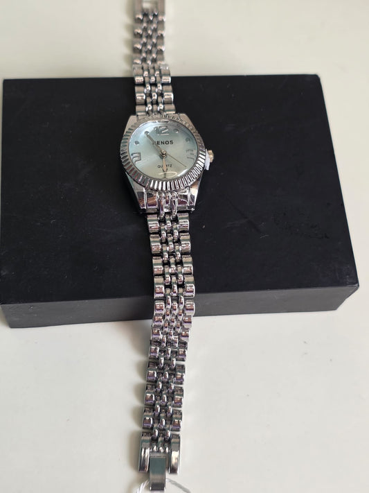 RENOS Classic Silver Watch - Premium Stainless Steel Women's Quartz Timepiece