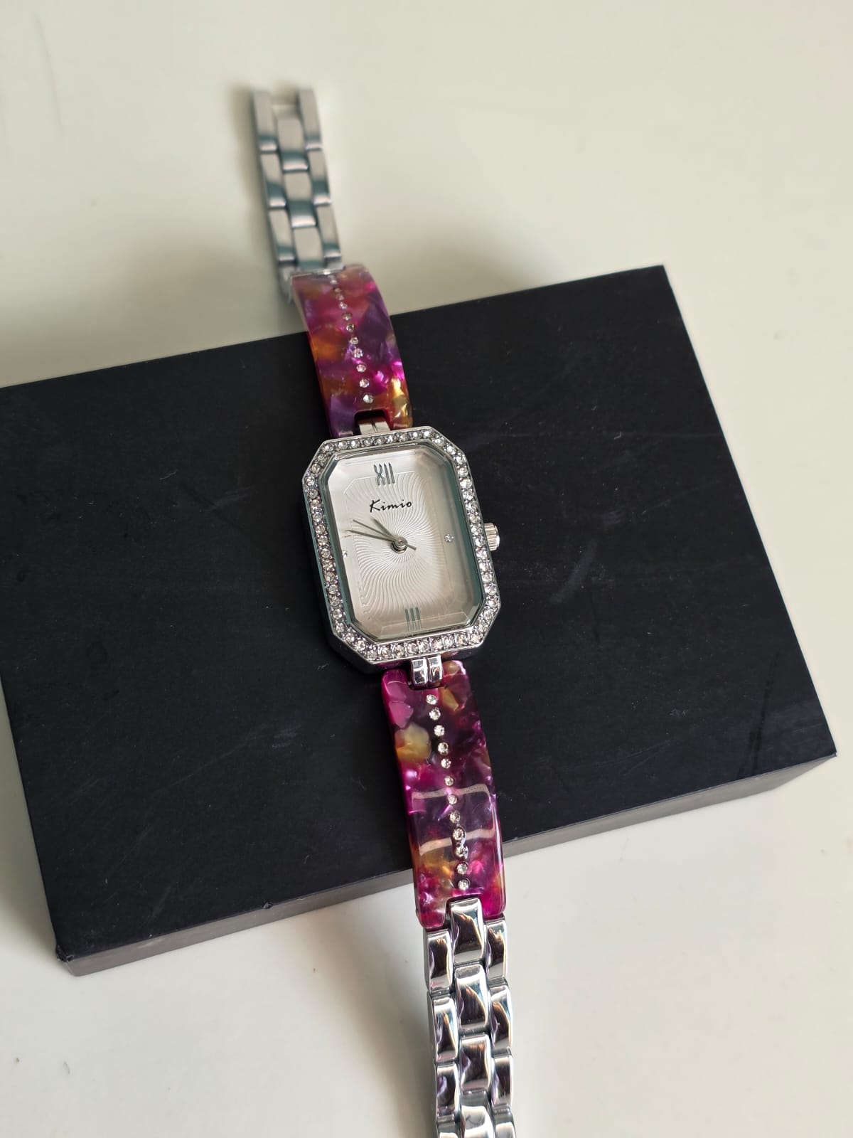 Kimio Luxury Crystal Watch - Multicolor Resin Strap Women's Fashion Timepiece