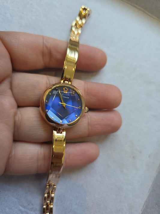 Kimio Elegant Blue Dial Watch - Rose Gold Crystal Women's Luxury Bracelet Timepiece