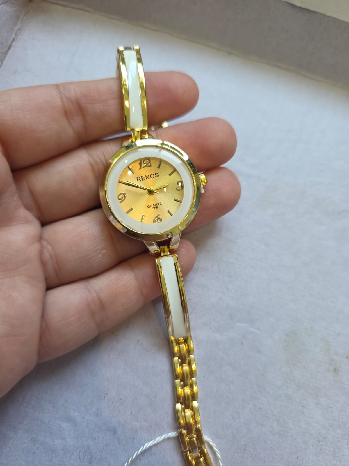 RENOS Luxury Gold Bangle Watch - Two-Tone Women's Designer Bracelet Timepiece