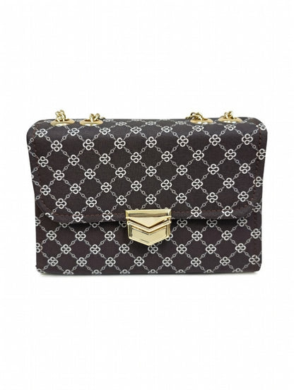 Elegant Black Handbag with Gold Chain Strap and Clasp