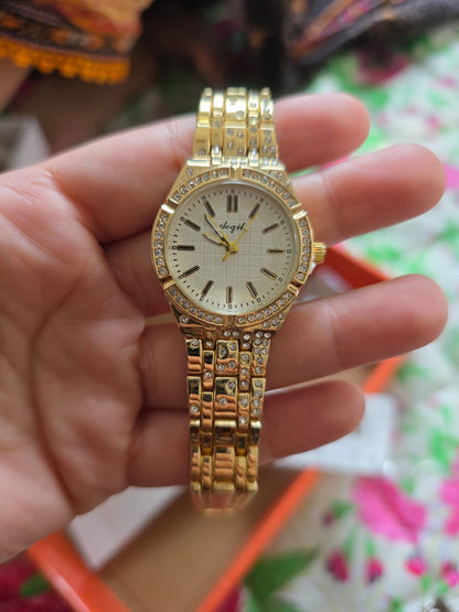 Luxurious Gold Crystal-Studded Watch - Angeli Premium Timepiece