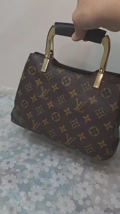 Classic Monogram Print Handbag with Top Handle