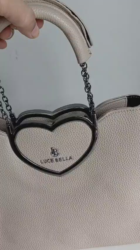 Romantic LUCE BELLA Handbag with Heart-Shaped Handle - Designer Love Bag